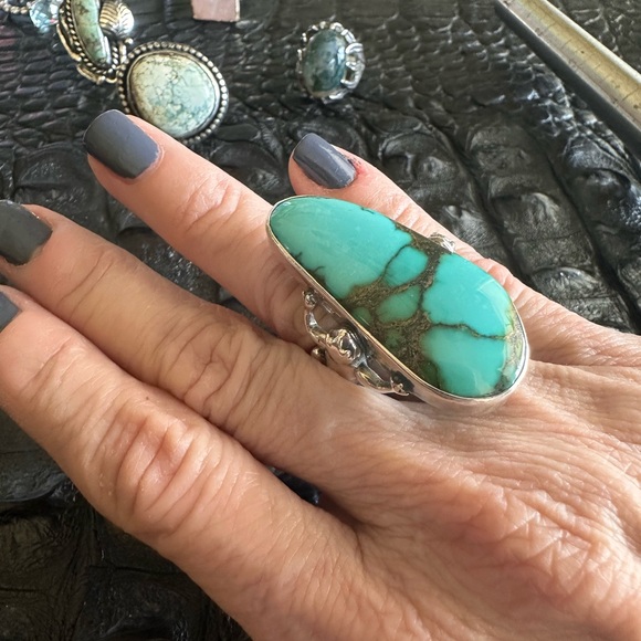Turquoise and Sterling Silver Statement Ring - Picture 7 of 11